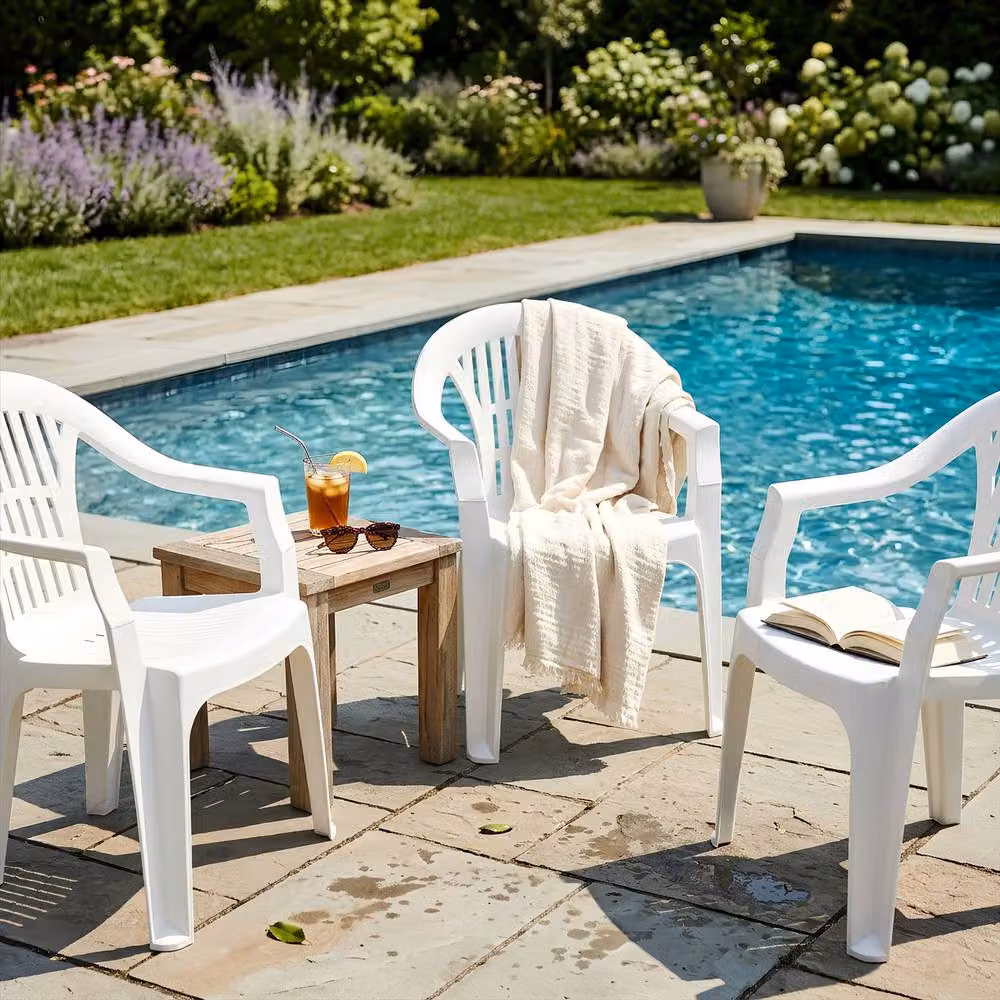 Harbour Housewares Irem Stackable Garden Dining Chairs, 6 Pack, White – 4
