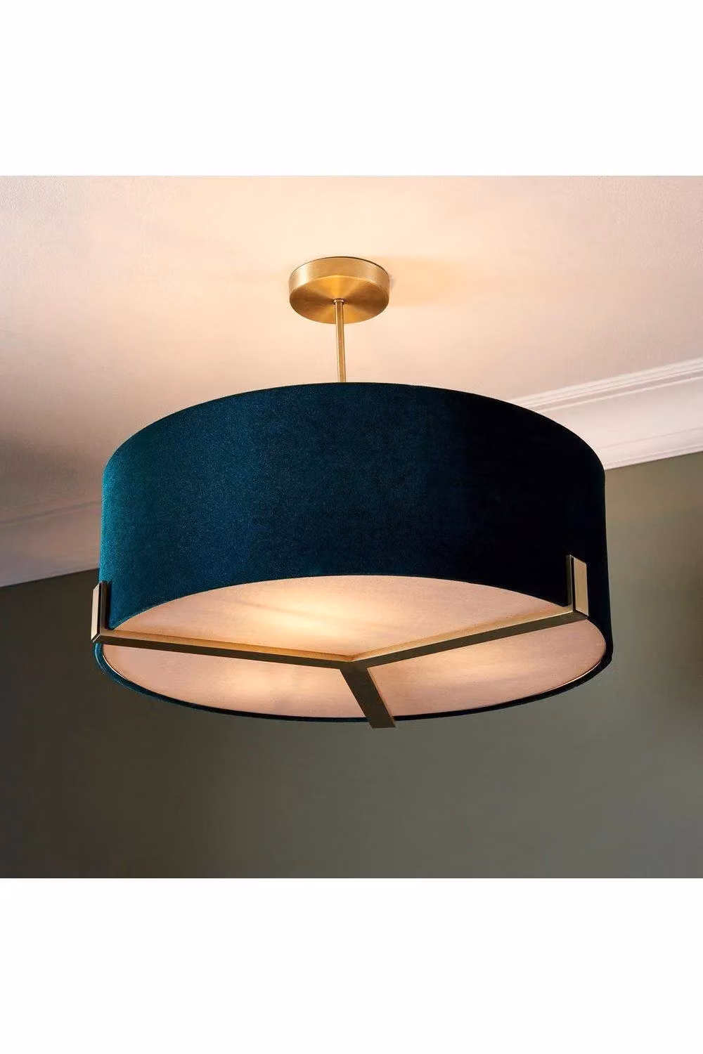 Netlighting Hayfield Multi Arm Pendant Light in Matt Antique Brass and Green Velvet – 2