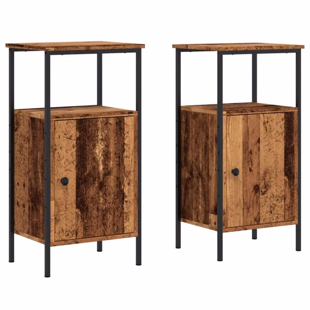 Berkfield Home Classic Bedside Cabinets, 2 Piece Set in Brown Old Wood, W/D/H: 41 x 31 x 80 cm – 3