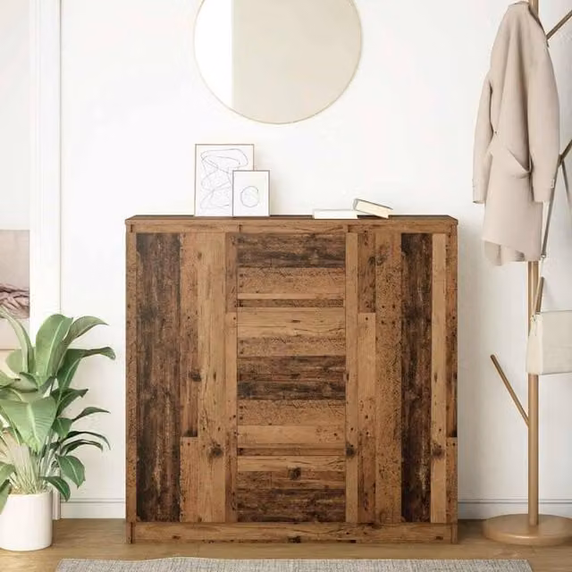 Berkfield Home Rustic Sideboard with Drawers in Brown, W/D/H: 100.5 x 35 x 98.5 cm