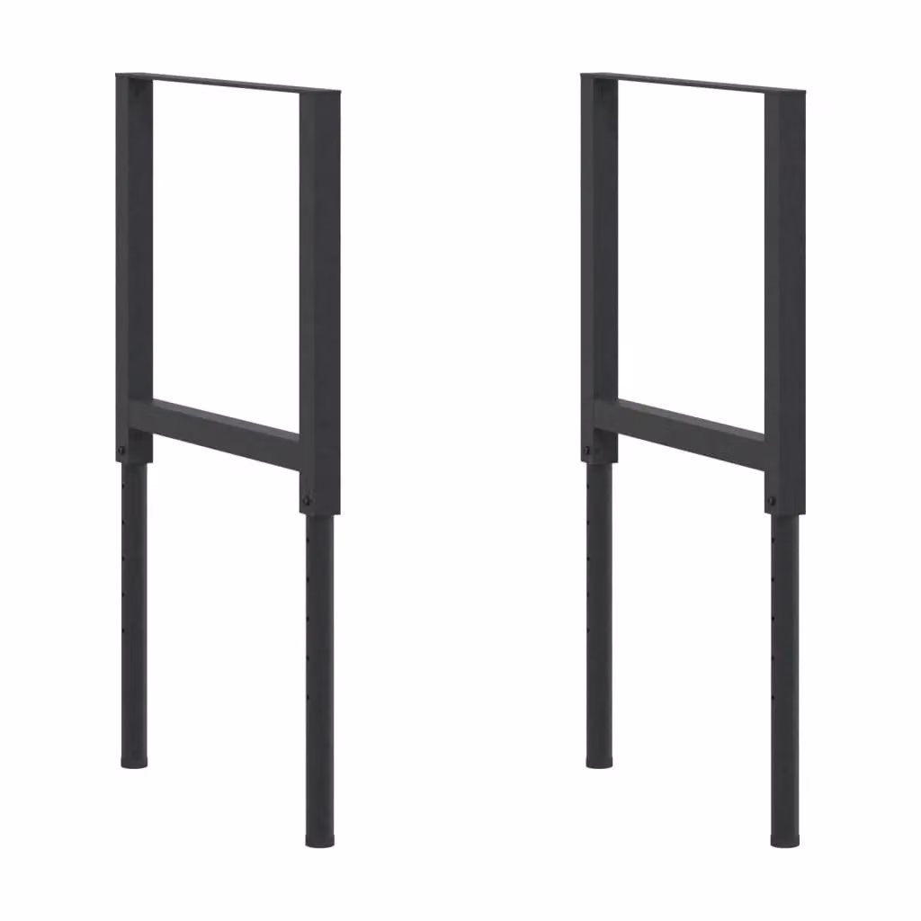Berkfield Home Adjustable Metal Work Bench Frames, 2 Pack, Black, W: 55 cm, H: 69-95.5 cm – 2