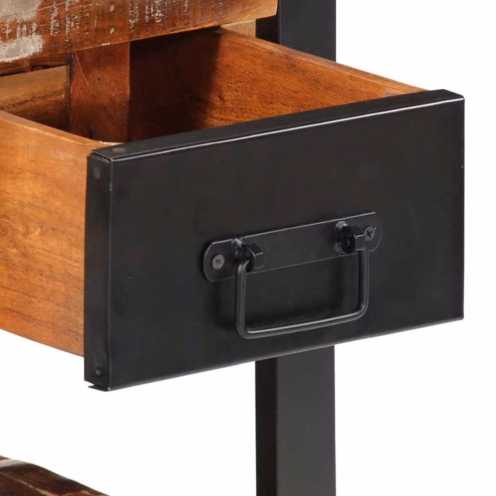 Berkfield Home Multicolour Industrial Bedside Cabinet in Reclaimed Mango Wood, W/D/H: 35 x 34 x 45 cm – 6