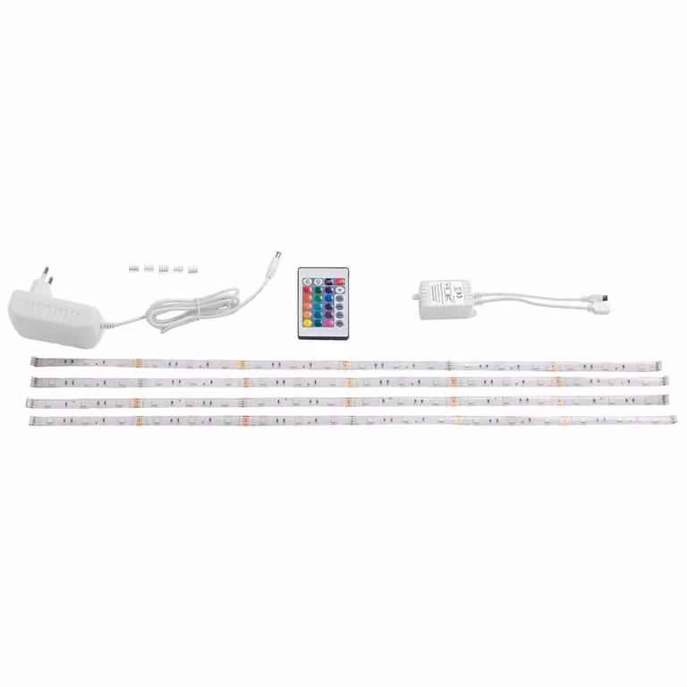 Wyld and Coco KALADAN Set of 4 Multicolour LED Strips with Remote Control, Length: 60 cm