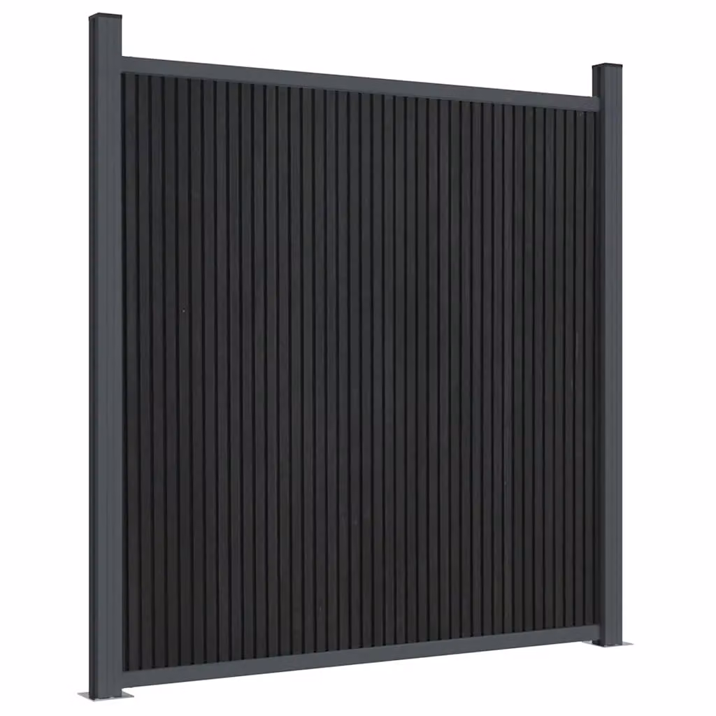 Berkfield Home Grey WPC and Aluminium Opaque Rectangular Fence Panel, W: 353 cm, H: 186 cm – 3