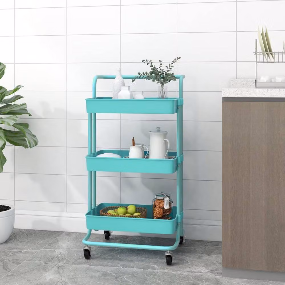 Berkfield Home 3-Tier Kitchen Trolley in Turquoise, W/D/H: 42 x 35 x 85 cm – 2