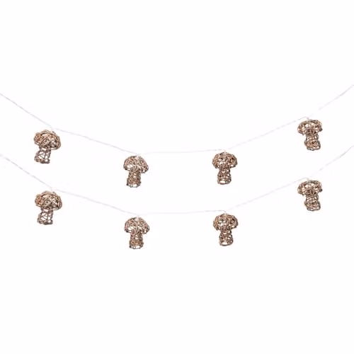 ValueLights Mushroom Rattan Battery Operated Outdoor Garden String Lights in Brown with Warm White LED – 1