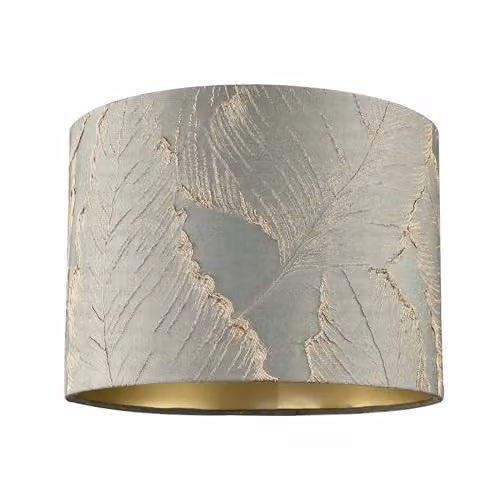 Happy Homewares Silver and Gold Jacquard Cotton Cylinder Lamp Shade W: 18 cm, H: 25 cm