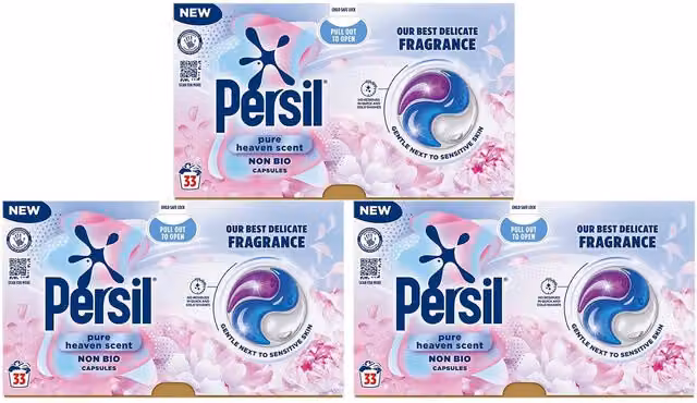 Persil Non Bio Washing Capsules Pure Heaven Scent, 33 Washes, 3 Pack, White and Multicolour