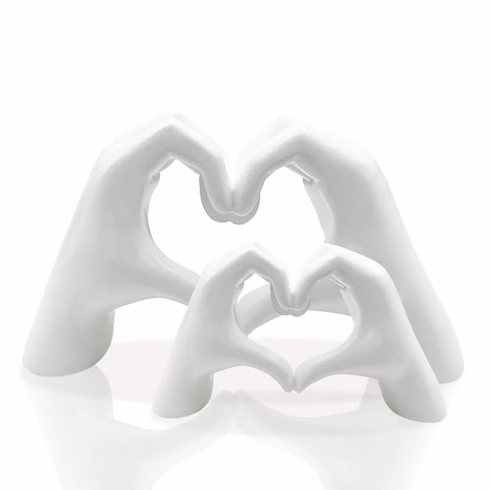 Huhote Resin Heart Hands Love Gesture Sculpture Set of 2 in White – 2