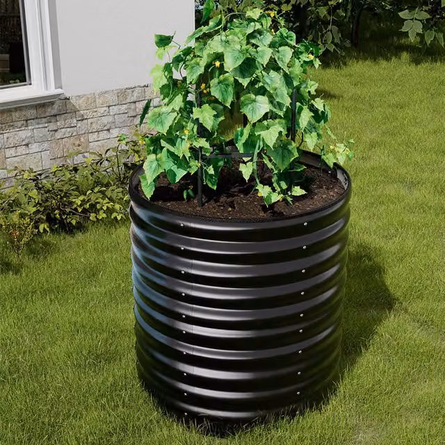 Breeins Anthracite Galvanised Steel Round Raised Garden Bed