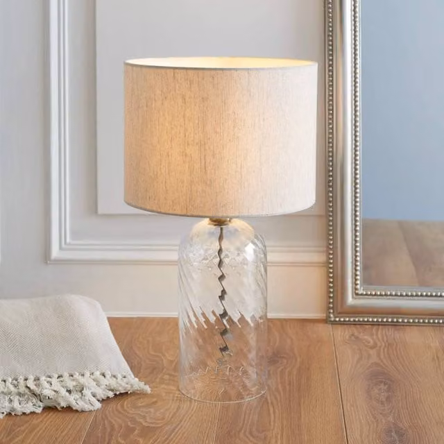 Pagazzi Robyn Glass Table Lamp in Beige and Gold/Brass – 1