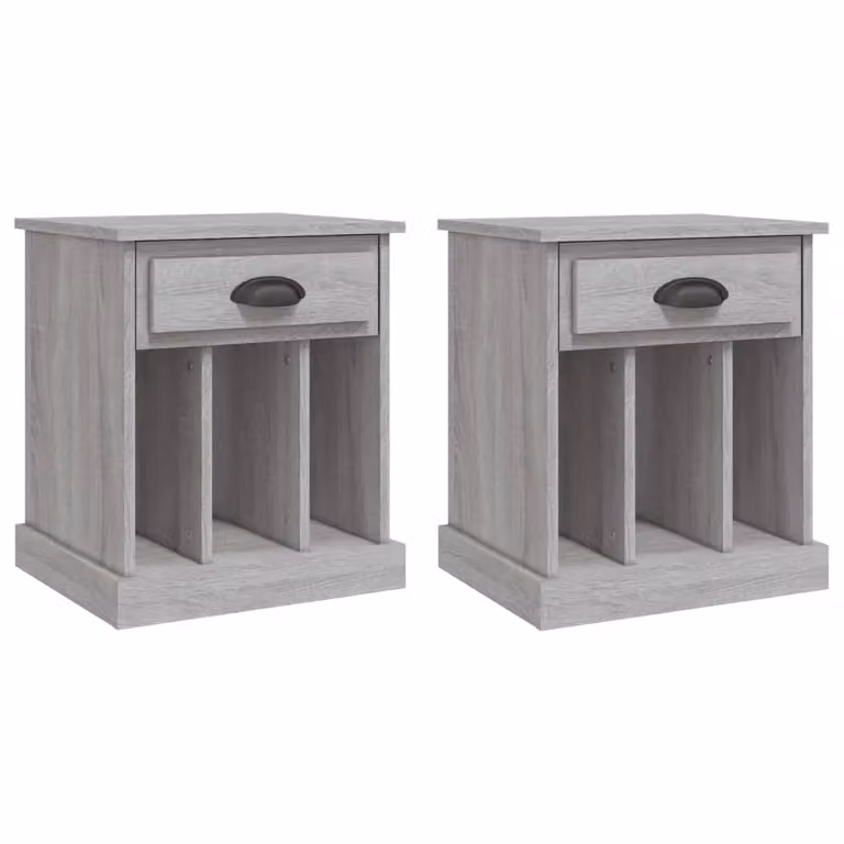 Berkfield Home Set of 2 Grey Sonoma Bedside Cabinets, W/D/H: 43 x 36 x 50 cm