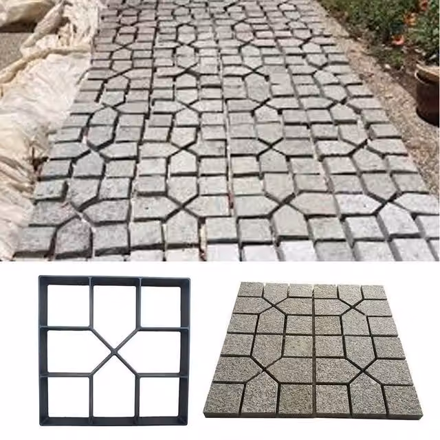 KORVIXA 8-Grid Plastic Concrete Slab in Black, W: 1000 cm, D: 52 cm – 1
