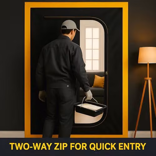 Sola Reusable Black Dust-Barrier Doorway Curtain with Zip, W/H: 110 x 220 cm – 3