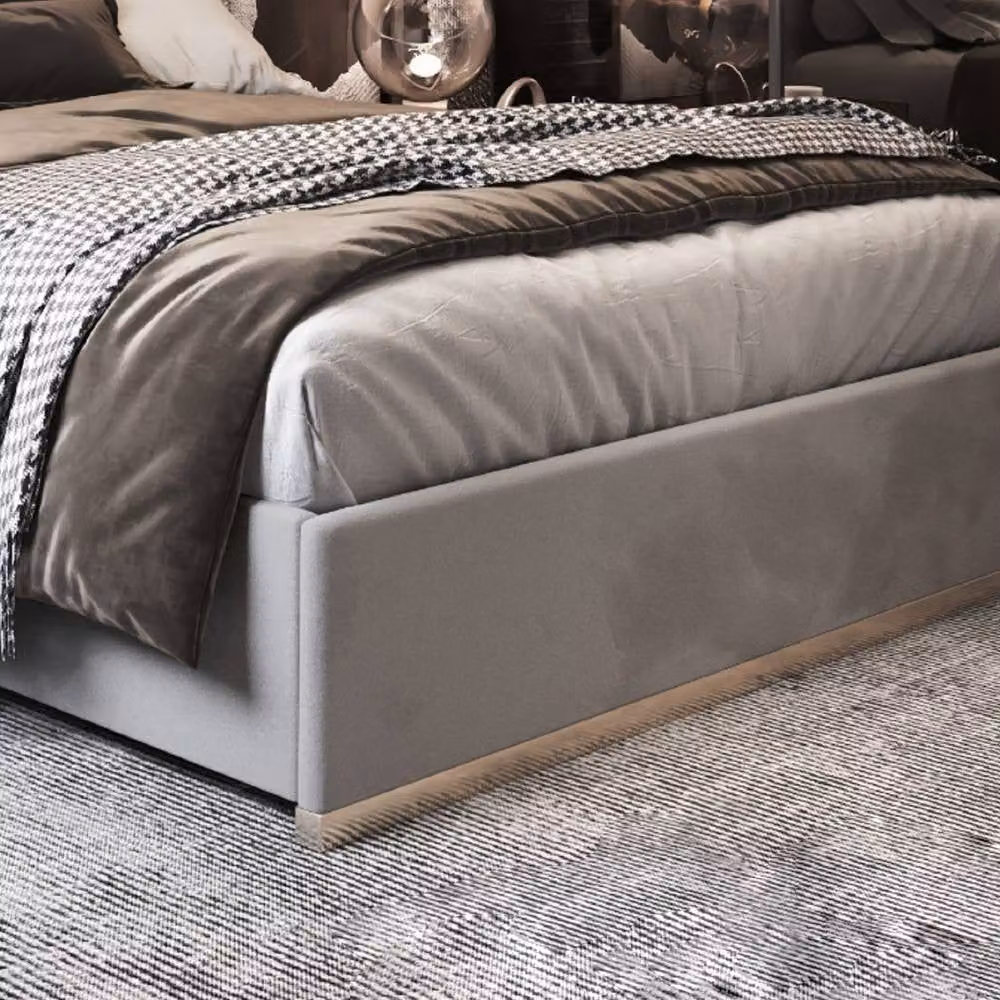 Casani Flookburgh Super King Upholstered Velvet Designer Bed Frame in Grey – 5