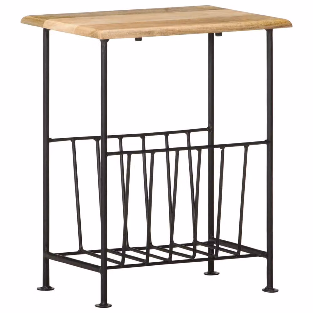 Berkfield Home Industrial Magazine Rack in Black and Brown Solid Mango Wood and Steel, W/D/H: 40 x 30 x 50 cm – 1