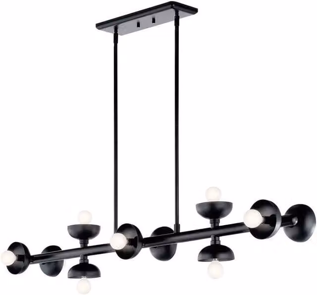 Kichler Palta Bar Pendant Light in Black with 10 x E14 Sockets