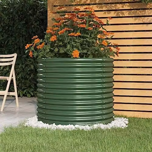 vidaXL Green Galvanised Steel Ornamental Garden Planter Tub W/D/H: 80 x 80 x 68 cm – 2