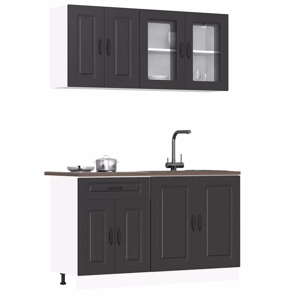 Berkfield Home Kalmar 4 Piece Black Kitchen Cabinet Set in Engineered Wood – 2