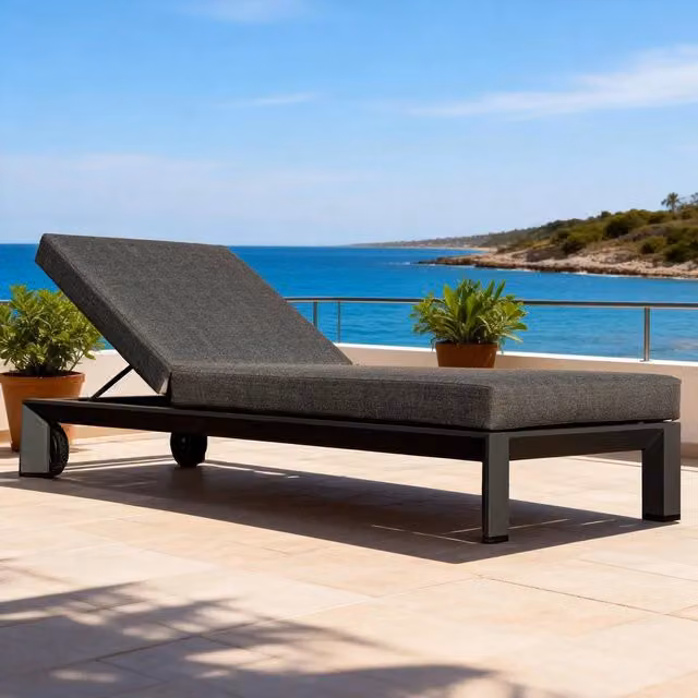 MIMO Fully Assembled Matt Grey Aluminium Lounger with Wheels