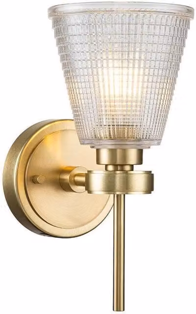 Netlighting Gunnislake Up and Down Wall Lamp in Brushed Brass and Yellow Glass IP44