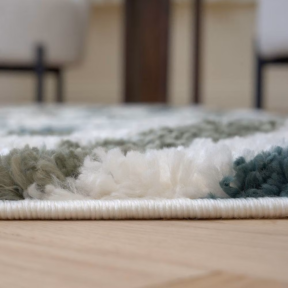 THE RUGS Moodi Wavy Design Shaggy Soft High Pile Living Room Rug in Green, W: 80 cm, L: 150 cm – 4