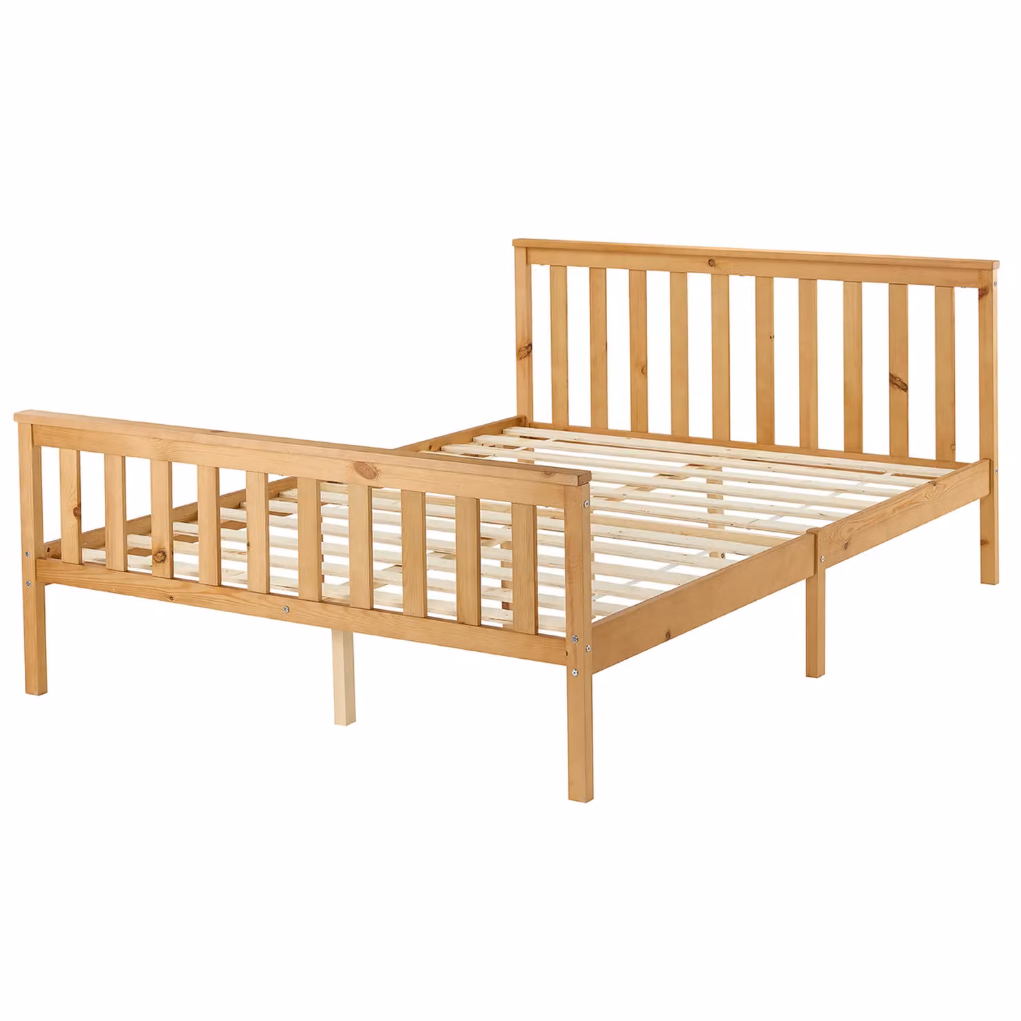 Aspire Atlantic Solid Wood Bed Frame in Natural Brown, W/D/H: 143.5 x 200 x 81.5 cm – 2