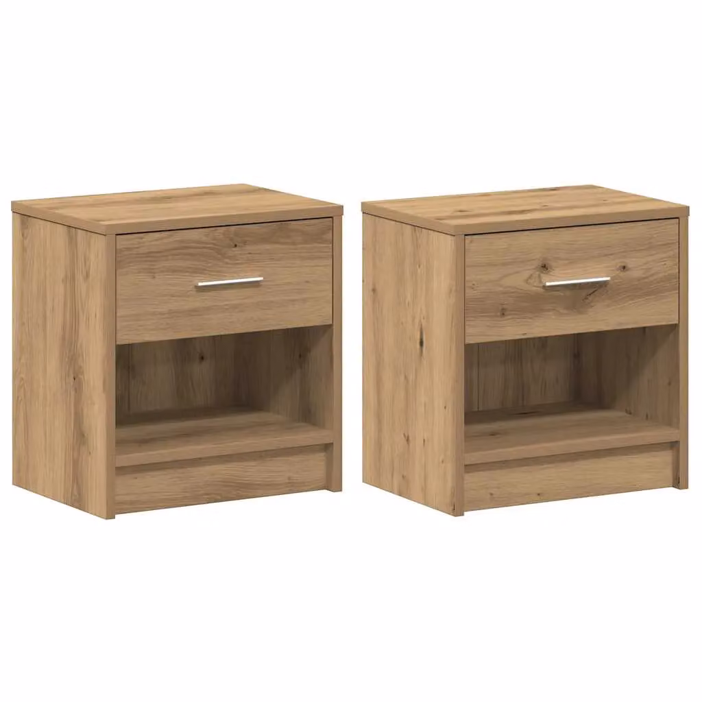 Berkfield Home Set of 2 Artisan Oak Bedside Cabinets with Drawer, Brown, W/D/H: 39 x 28 x 41 cm – 2