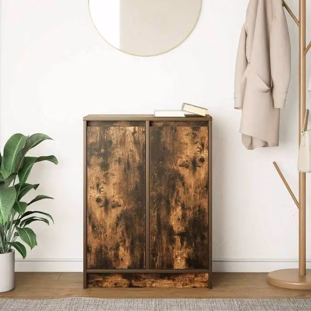Berkfield Home Smoked Oak Sideboard in Brown, W/D/H: 57 x 34 x 76 cm
