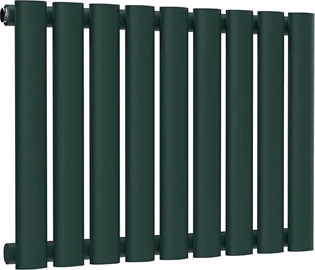 Lux Heat Oval Horizontal Wall Mounted Steel Radiator in Green, W: 54.0 cm, H: 40.0 cm