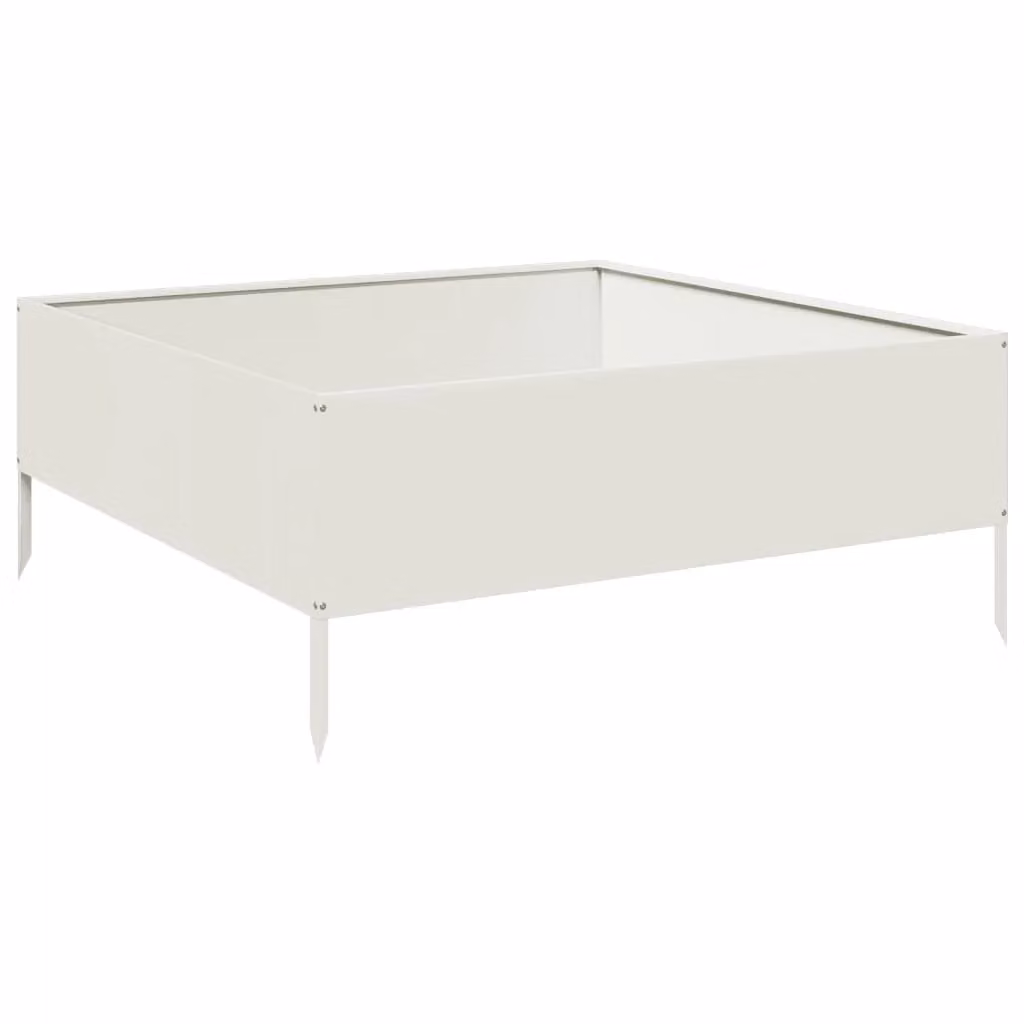 Berkfield Home Garden White Steel Raised Bed W/D/H: 100 x 100 x 25 cm – 2