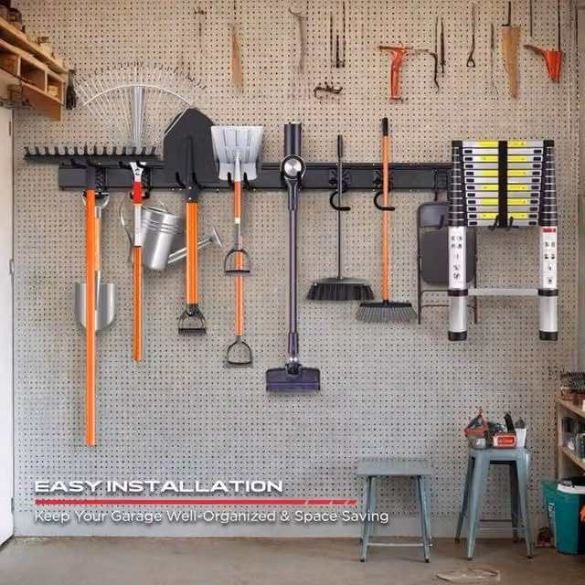 Kelvenix Heavy Duty Wall Mounted Steel Garage Tool Wall in Black, W: 1000 cm, H: 52 cm
