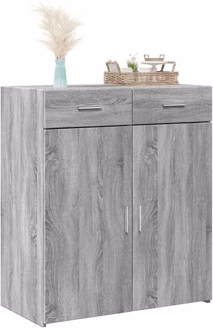 Berkfield Home Grey Sonoma Sideboard, W: 80 cm, D: 42.5 cm, H: 93 cm