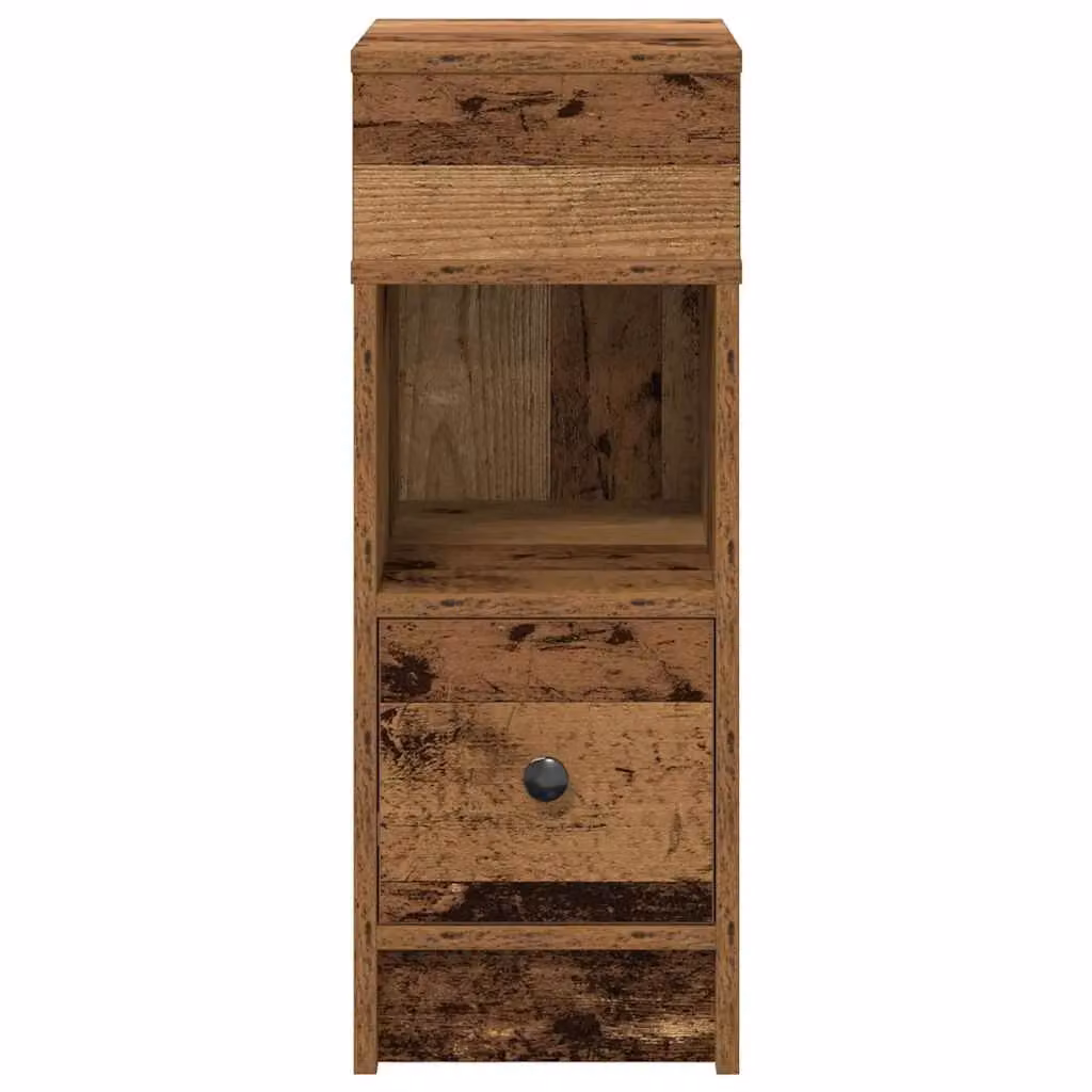 Berkfield Home Set of 2 Bedside Cabinets with Drawer in Old Wood Brown, W/D/H: 25 x 31 x 66 cm – 3
