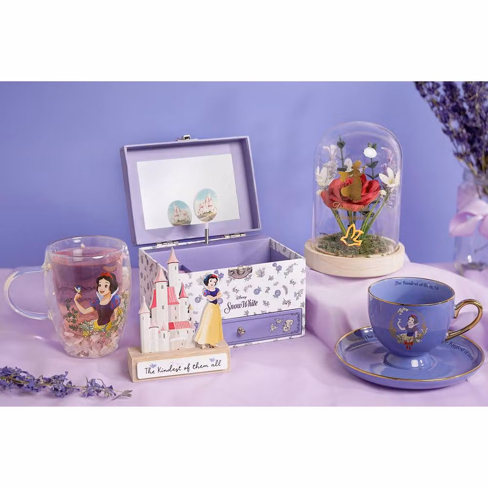 Disney Snow White Pastel Princess Floral Decorative Glass Mug in Yellow, White and Transparent – 3