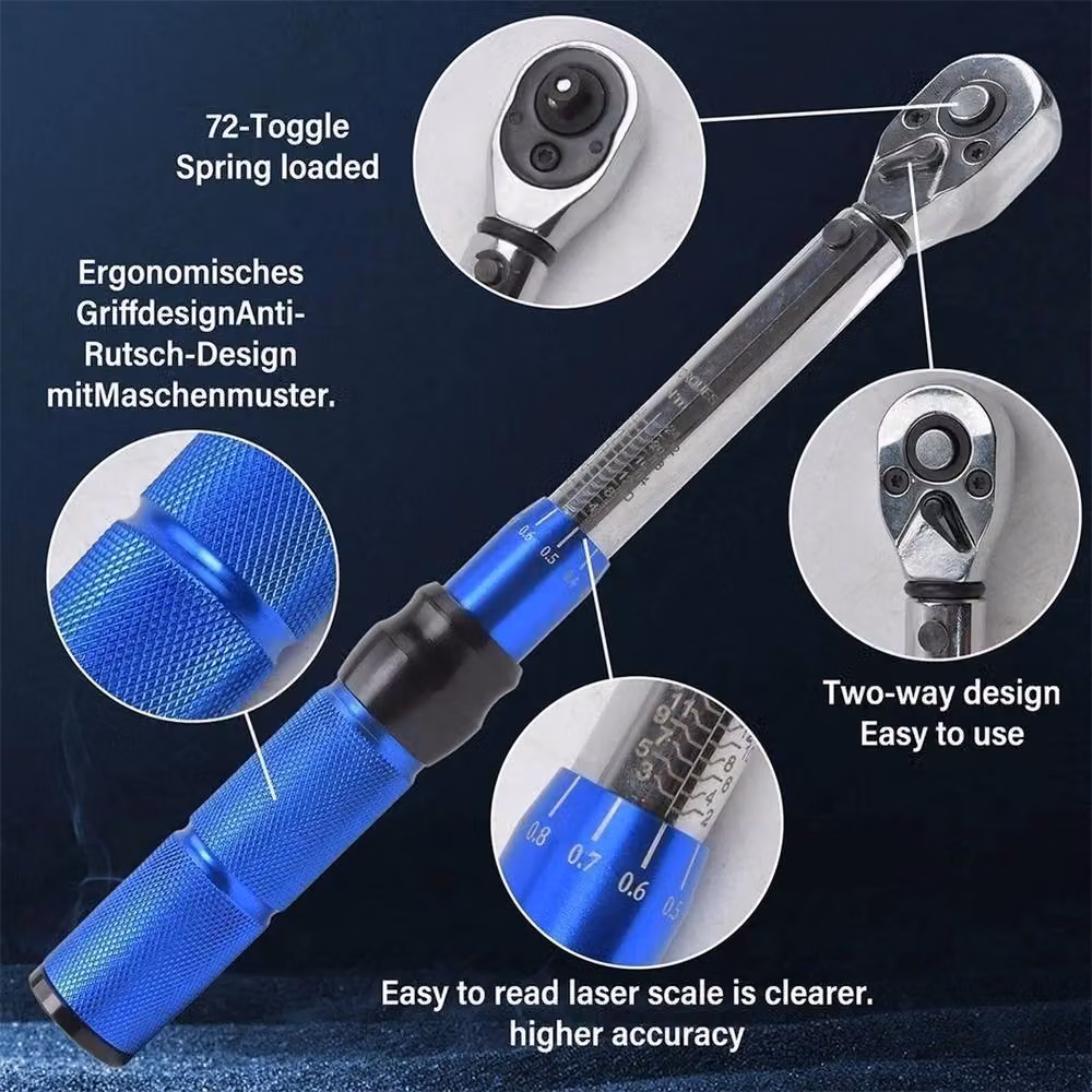 Nordara 21x MTB Bike Preset Torque Wrench in Blue, 1/4" and 3/8" Drive, 2-24 Nm – 3