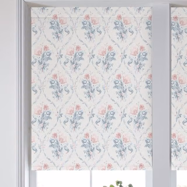 Laura Ashley Scarborough Fair Translucent Made to Measure Roller Blind in Blush Pink Floral Polyester