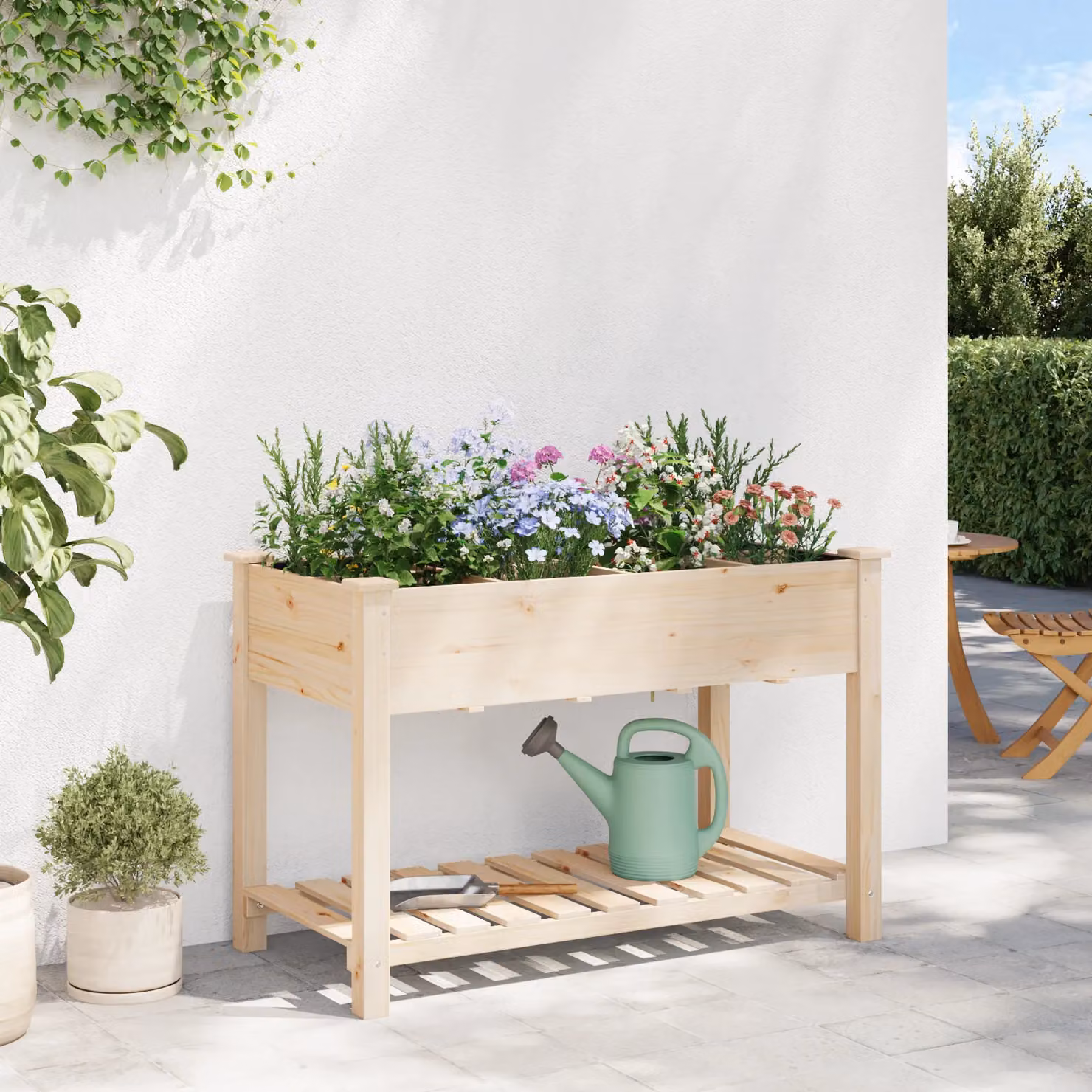 Berkfield Home Wooden Raised Garden Planter in Beige, W/D/H: 115 x 59 x 76 cm – 3
