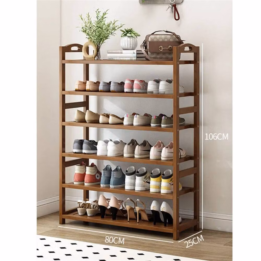 EONLION 6 Tier Wooden Shoe Rack in Brown, Width: 50 cm – 2