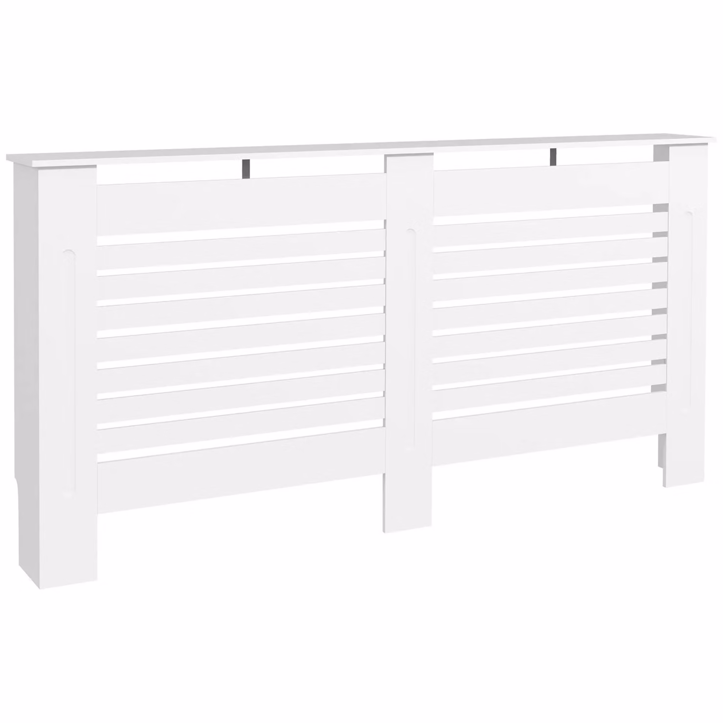 HOMCOM White Painted MDF Radiator Cover Wooden Cabinet with Horizontal Slats, W/D/H: 152 x 19 x 81 cm – 2