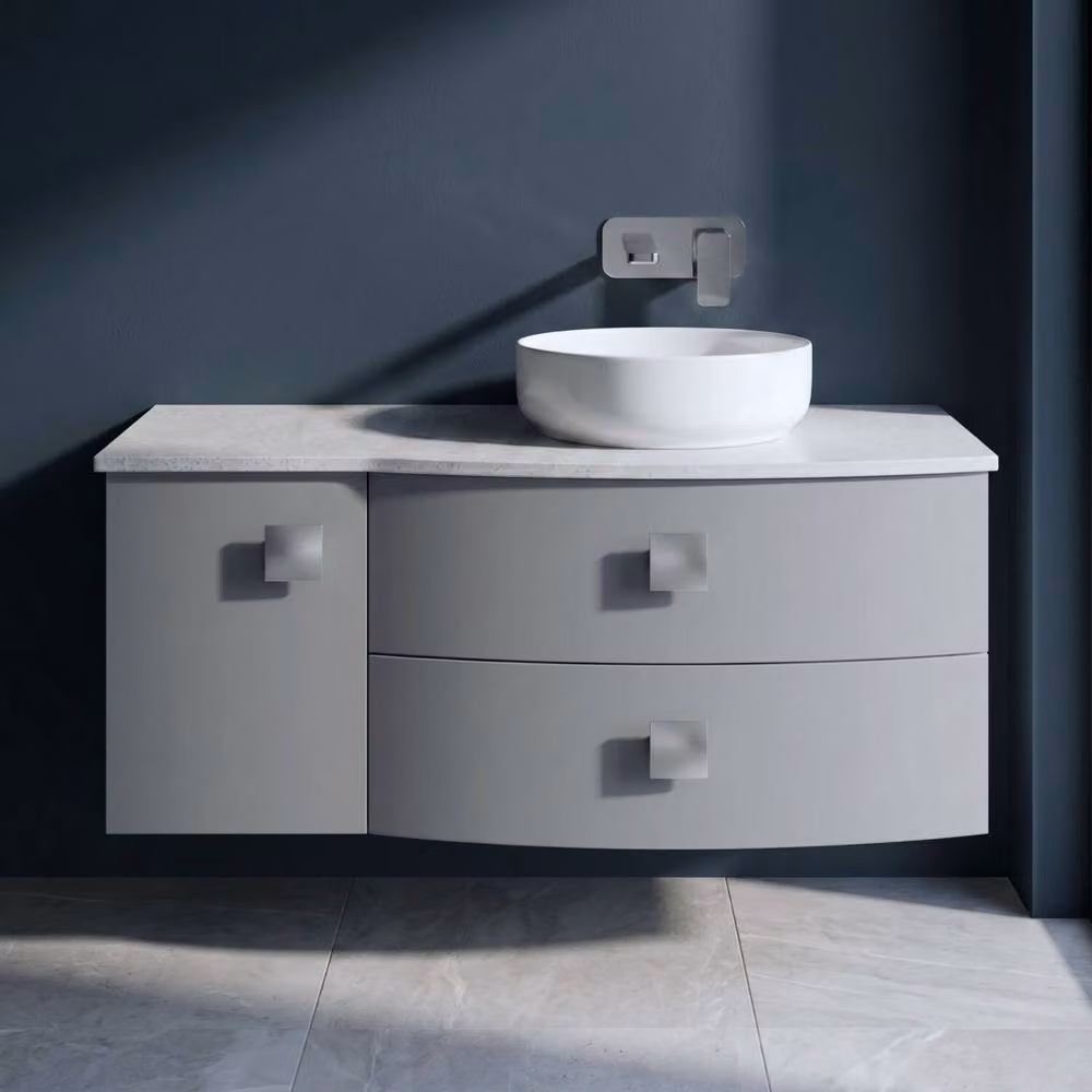 Balterley Gentleshaw 2 Drawer Right-Hand Wall Hung Vanity Unit in Grey and White – 2