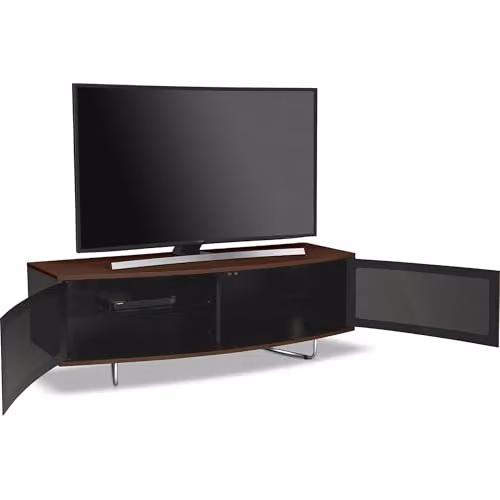 Centurion Supports Caru Gloss Black and Walnut D-Shape TV Cabinet W/D/H: 120 x 50 x 43 cm – 3