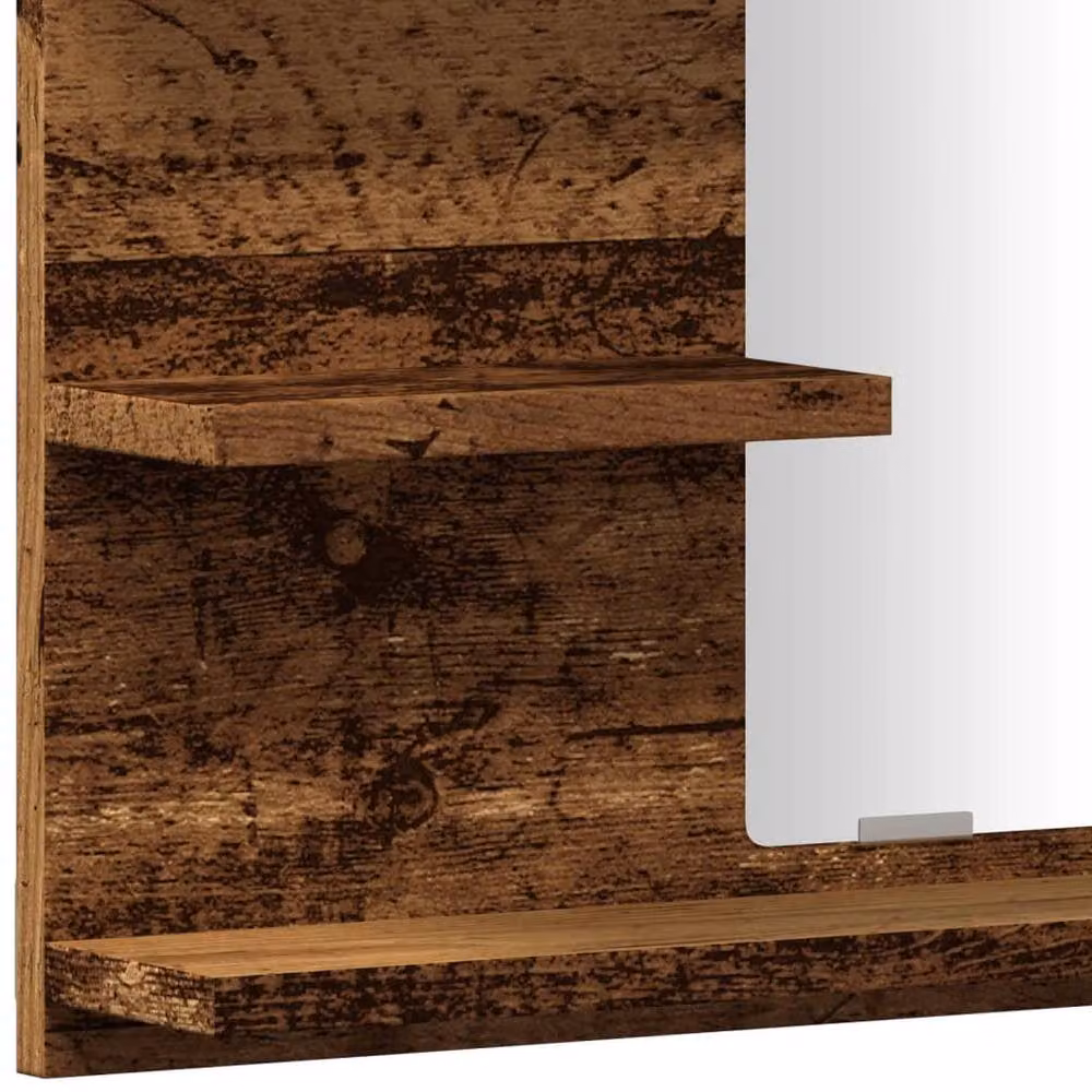 Berkfield Home Rustic Old Wood Bathroom Mirror Cabinet, Brown, W: 60 cm, D: 10.5 cm, H: 45 cm – 5