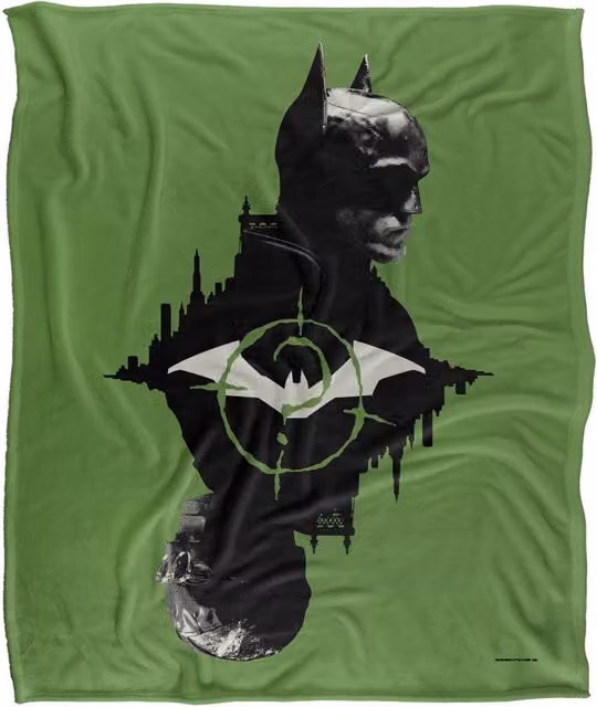 Batman The Riddler Mirrored Silky Touch Super Soft Throw Blanket, White and Green, W: 152 cm, D: 127 cm – 1