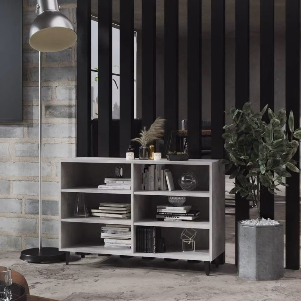 Berkfield Home Modern Sideboard in Concrete Grey, W/D/H: 103.5 x 35 x 70 cm – 2