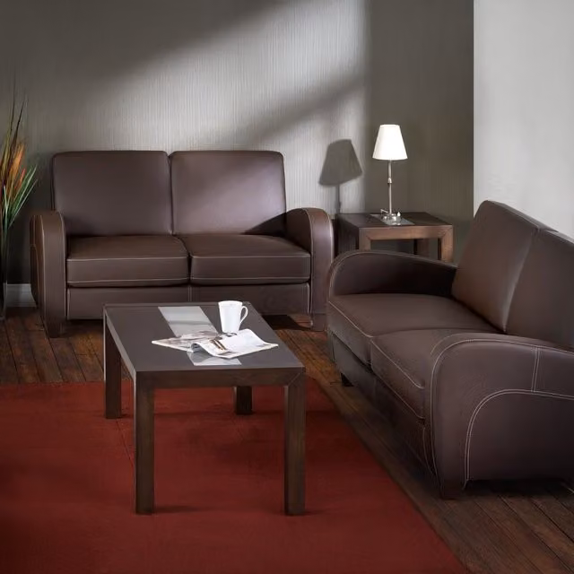 Ashfield Brown Faux Leather 3 Seater Sofa