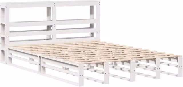 Berkfield Home White Solid Wood Decorative Bed Frame with Side Compartments, W/D/H: 120 x 190 x 82 cm