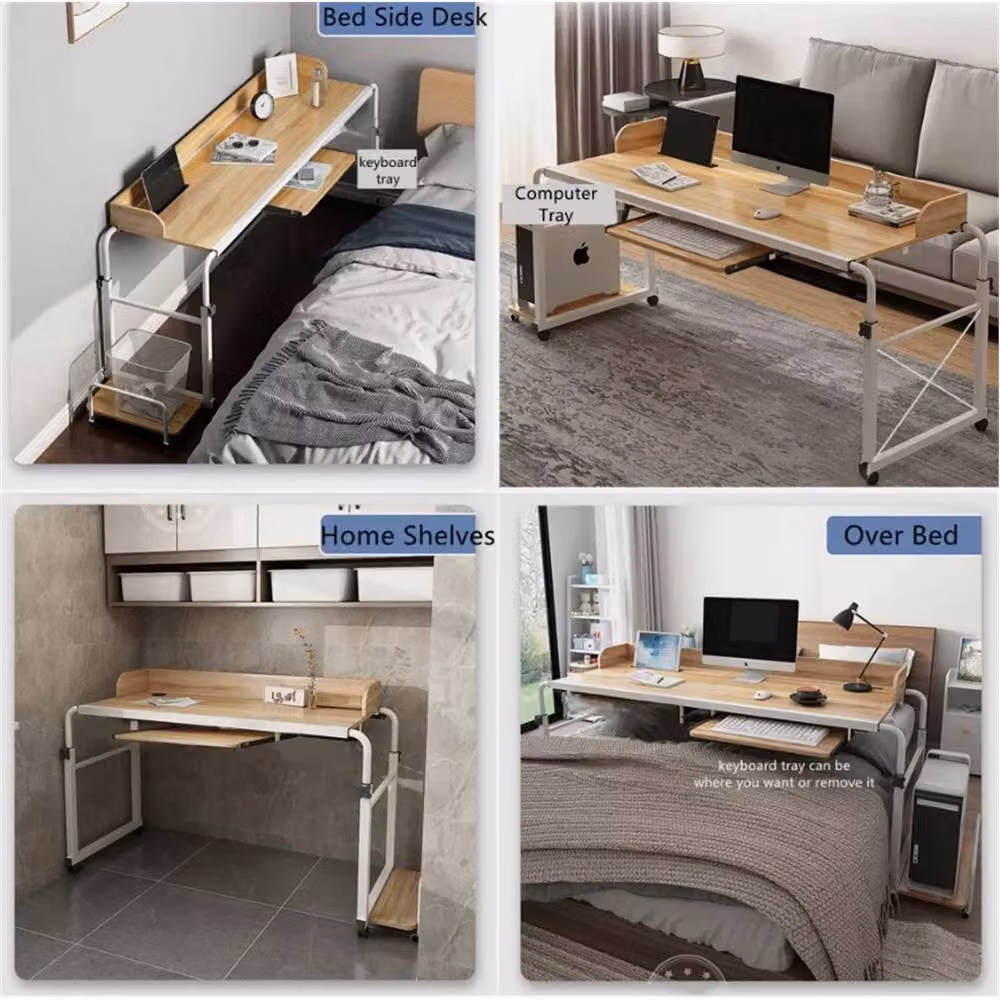 Nordara Height Adjustable Mobile Overbed Table and Laptop Cart in Brown, W: 100 cm x D: 50 cm – 2