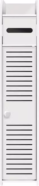 NESTLUNE White Tall Corner Cabinet Slim Bathroom Storage Shelf Unit