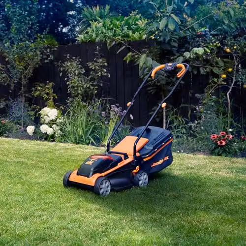 LawnMaster MX 24V 32cm Cordless Lawnmower in Orange with Rechargeable Battery and Fast Charger – 2